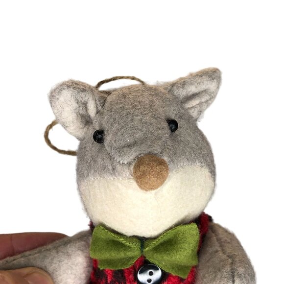 Christmas Ornament Stuffed Animal Plush Bowtie Mole Mouse Holiday Tree Wreath De - Picture 3 of 8